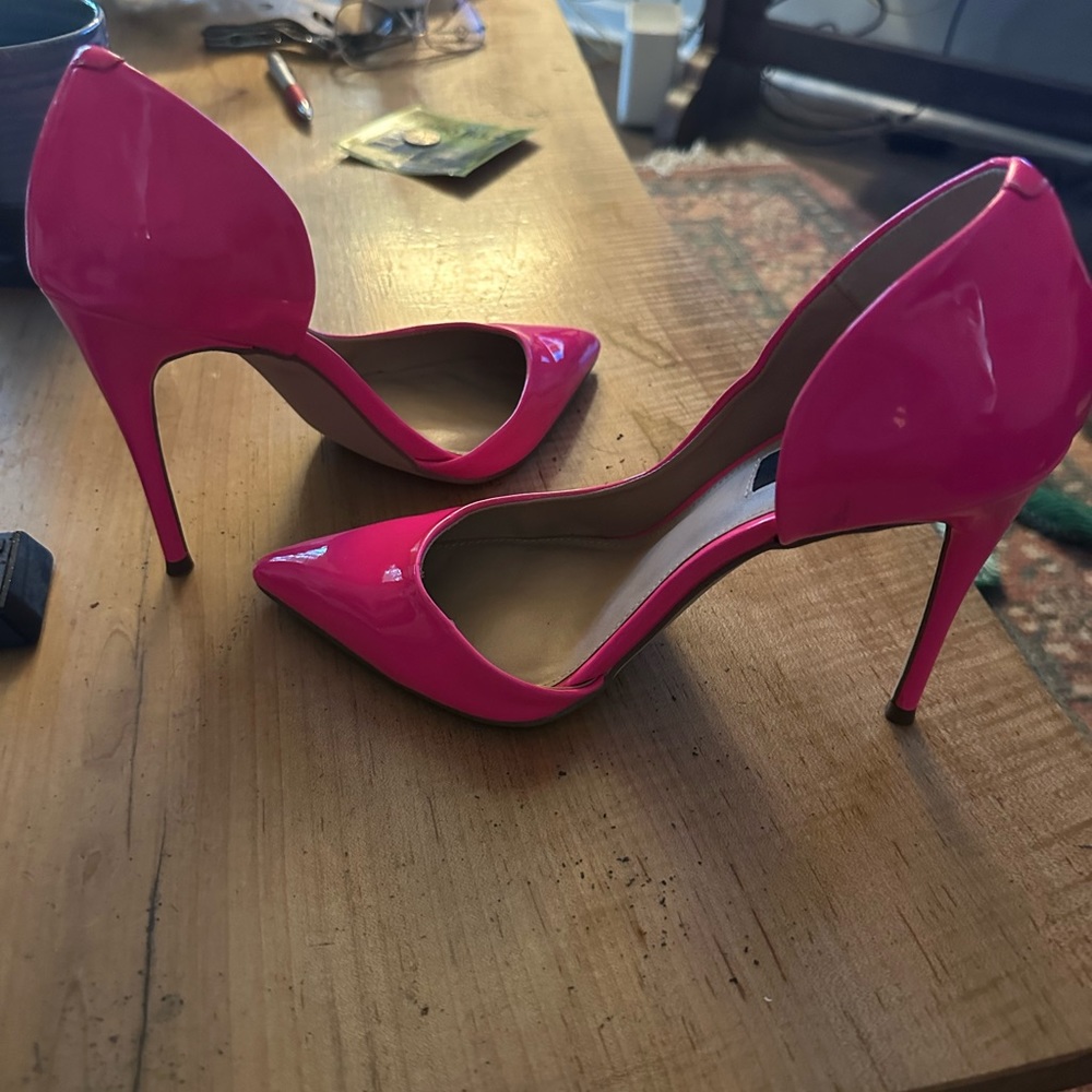 Hot pink patent high heels from Bloomingdale’s. Never worn